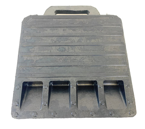 Pallet Jack Wheel Chock Stop Rolling In Trailers Or Trucks Rubber Heavy Duty With Base Black on white background