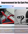 Comparison of Go Kart Brake And Throttle Pedal Kit With 71 Inch Throttle Cable Replacement For Predator 212cc And 196cc Karts Six And A Half Horsepower Models Compatible With Road Rocket Azusa Carter Radio Flyer Vintage Drift Trike And DIY Builds highlighting design improvements.