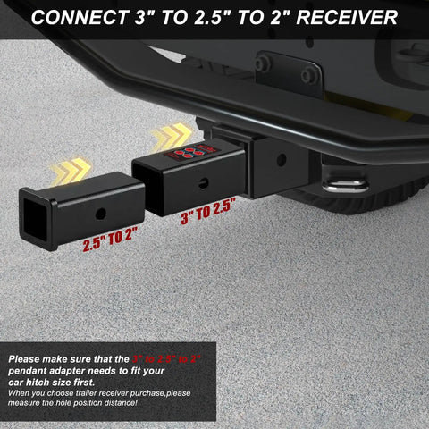 Trailer Hitch Reducer Sleeve From Three Inch To Two And One Half Inch And From Two And One Half Inch To Two Inch Carbon Steel With Five Eighth Inch Pin And Clip Fits Class V Hitch Receivers For Bike Racks Cargo Carriers And Ball Mounts.