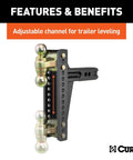 Beefy Dual Ball Adjustable Channel Mount For 2-1/2 Inch Receiver Hitches with features and adjustable trailer leveling