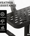 Close-up of Built Tough 6 Foot Outdoor Bench With Back, Rust Resistant Thermoplastic Coated Steel Frame with water droplets.