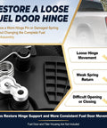 Fuel Door Hinge Repair Kit With Zinc Alloy Pin And Two Springs For Chevrolet Silverado 1500 2019-2025 And 2500 3500 HD 2020-2025, Also Compatible With GMC Sierra 1500-3500 HD, Easy Bolt-On Replacement.