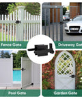 Heavy Duty Left Inswing Gate Latch With Dual Handles And Self Locking Spring Loaded Mechanism Outdoor Fence Hardware For Wooden Gates Pool Gate Backyard And Garden shown on various gate styles
