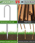 12 Inch Rebar Stakes With J Hook Galvanized Heavy Duty Ground Anchors 20 Pack comparison of galvanized vs rusty rebar