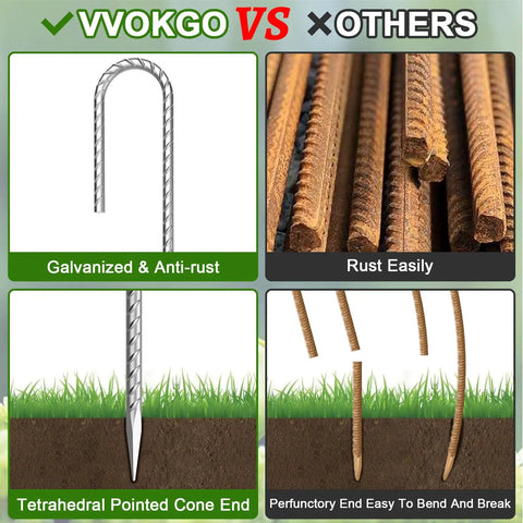 12 Inch Rebar Stakes With J Hook Galvanized Heavy Duty Ground Anchors 20 Pack comparison of galvanized vs rusty rebar