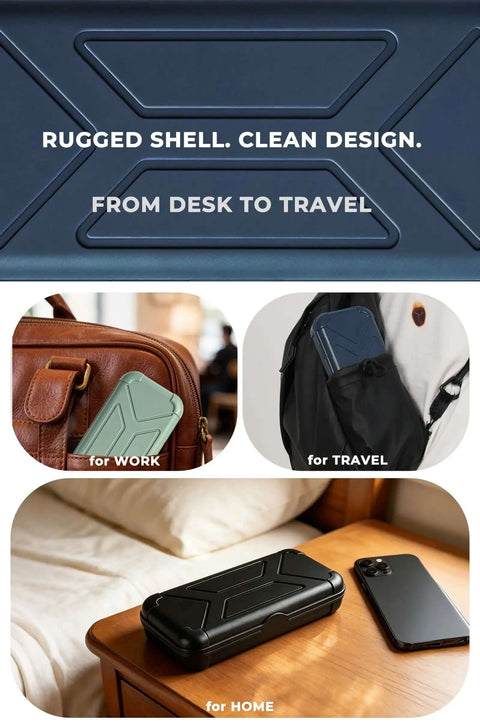 Clutch Tech Organizer Case With Magnetic Abs Build And Smooth Silicone Tray for desk, travel, home and work use.