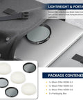 Two Inch Moon Filter Kit For Telescopes With ND96 0.9 0.6 0.3 Neutral Density Filters next to laptop showcasing portability