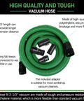 Hose Kit For 1-7/8 Inch Vacuums With Universal 2-1/2 Inch Adapters, 13 Foot Wet Dry Vacuum Hose With 6 Fittings, Black and Green