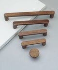 Six Pack Walnut Wood Drawer Pulls Set Rustic Cabinet Handles For Kitchen And Furniture Hardware Natural Wood Dresser Knobs displayed
