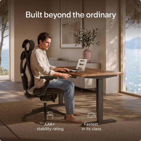 Built Tough Electric Standing Desk With Heavy Duty Dual Motors And Super Smooth Height Adjustments, Rock Solid Ergonomic Sit Stand Home Office Desk Featuring Usb-C Charging And Memory Presets, walnut surface, modern workspace.