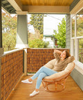 Natural Reed Bamboo Fencing Light Russet For Outdoor Privacy Screen on balcony with chair and greenery