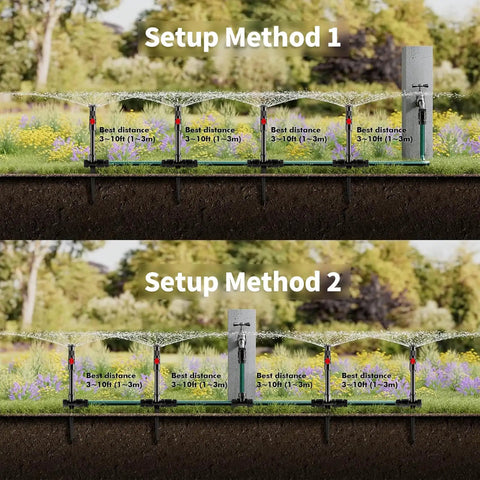 Flexible Sprinkler System For Lawn And Garden With Multi Adjustable Sprinklers, No Fuss Above Ground Irrigation Kit setup methods