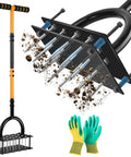 Lawn Aerator Tool With 16 Spikes And Spring Base Preassembled Manual Yard Aerator Kit With Gloves For Easy Aeration