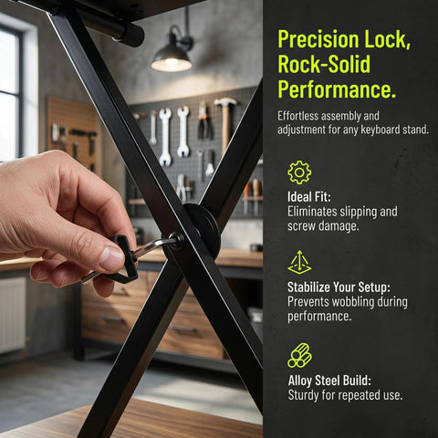Compact Hex Wrench Set Fits Electronic Piano Stands Perfectly with Socket Sleeve Tool To Prevent Thread Damage And Stop Screws Loosening While Touring Live Gigs For Musicians Who Need Reliable Gear On The Go, adjusting keyboard stand bolt