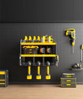 Wall Mounted Power Tool Organizer For Home Garage Storage Space Saving Metal Tool Rack With Cordless Drill Holder on wall