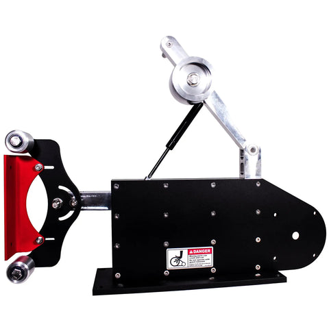 Heavy Duty 2x72 Belt Sander And Grinder With CNC Machined Aluminum Wheels And 56C Motor Mount showing drive pulley details.