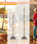 65 Inch Adjustable Leaf Rake With Long Handle And 25 Metal Tines 18 Inch Wide Yard Rake For Leaves And Grass Clippings