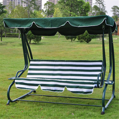 Three Seat Patio Swing Canopy Replacement With Removable Seat Cover Weatherproof Garden Cover UV Block Sunshade Green