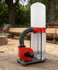 Crush Woodshop Messes With This Heavy Duty Vertical Woodworking Dust Collector featuring a 15 gallon bag and sturdy wheels, ideal for garage cleanup.