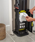 Person installing 3 Pack Replacement Bags For CordZero Tower Vacuum Cleaners Compatible With A931KWM A937KGMS A938KBGS A939KBGS A949KTMS