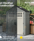 Everett 6x3 Ft Vertical Storage Shed With Lockable Double Doors Windows And Skylight Weatherproof Resin Outdoor Garden Shed