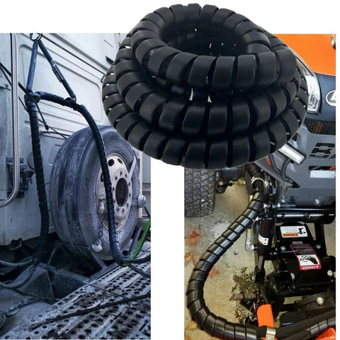 Spiral Wrap Cable Protector Pre Cut Lengths For Hydraulic And Pneumatic Hoses 1.58 Inch OD And 10 Feet Long Durable Hose Shield