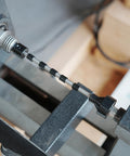 Pen Mandrel Kit For MT1 Taper Woodturning Lathes With Five Bushes, 7mm Drill Bit And Mandrel Saver in use on lathe
