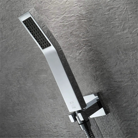 Top Tier Led Thermostatic Shower System With 60X80Cm Shower Panel Rainfall Waterfall And Mist Functions handheld sprayer on a wall.