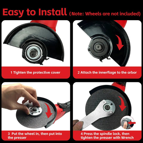 Cordless Angle Grinder Compatible With M18 18V Battery, Easy Installation Guide, No Wheels Included