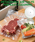 Reusable Vacuum Sealer Bags For Food 30 Small Size 8.7 By 11.8 Inch And 11.8 By 13.8 Inch Leak Proof showcasing meat and vegetables