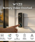 Battery Powered Video Doorbell Camera With 1-To-1 Head-To-Toe View, HD Plus 1536x1536, installed on house exterior.