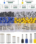 400 Piece Wire Ferrule Terminal Kit With Silver Plated Copper Ferrules Crimp Connectors displayed in organized box with labels