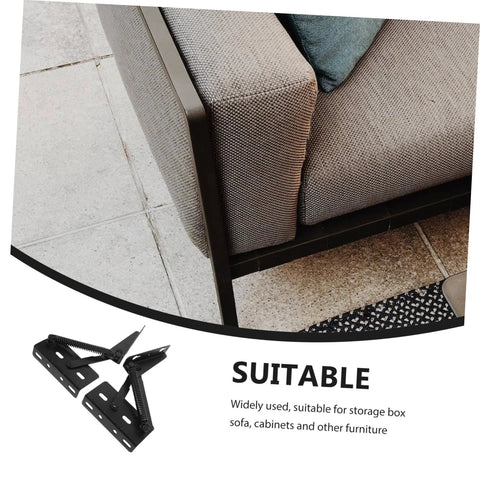 ARTIBETTER 2pc folding sofa spring hinges in black metal; space-saving hardware for cabinets and boxes.