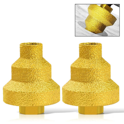 Heavy Duty Diamond Step Drill Bit For Tile Marble And Concrete With M14 Thread Perfect Fit For Angle Grinder Professional Multi Layer Brazed Chamfer Reamer Kit For Fast Clean Cutting Jobs, gold brazed tip