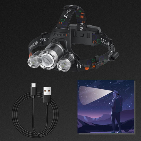 Rechargeable Headlamp 1200 Lumens With Four Modes And Zoomable Beam Beast Mode Bright Waterproof Head Light 90 Degree Adjustable