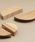 Walnut Wood Circular Cabinet Drawer Pulls Four Pairs Round Wood Grain Handles With Approximately Five Inch Length Durable Single Hole Mount