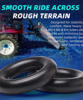 Heavy Duty Inner Tube For 4.80/4.00-8 Tires With TR-13 Straight Valve Built To Endure Yard Work, shown with outdoor equipment.