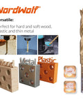 8-Piece HSS M2 Brad Point Wood Drill Bit Set With Titanium Nitride Coating 1/8 Inch Straight Shank for various materials