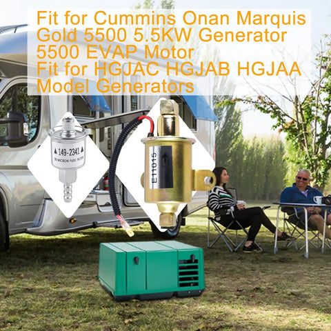 Replacement Fuel Pump And Filter Kit For RV Gens Fits Cummins Onan Marquis Gold 5500 5.5KW Gas Gen EVAP E11015 149-2620