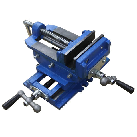 Two Way 4 Inch Drill Press X Y Compound Vise Cross Slide Mill For Precision Drilling And Milling, Cast Iron Construction With 4 Inch Jaw, 5 Inch Longitudinal Travel And 3.5 Inch Cross Travel, Serrated Steel Jaws