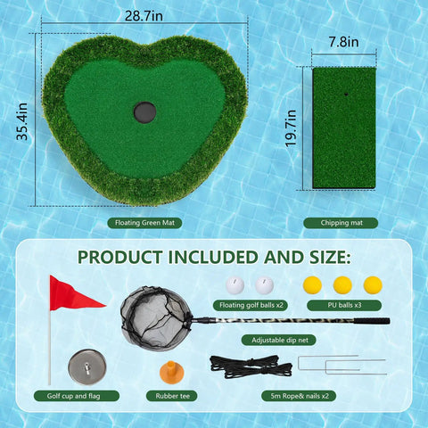 Floating Golf Green 35x28 For Pool And Lake Realistic Putting Green Mat With Included Balls Chipping Practice Water Golf Game