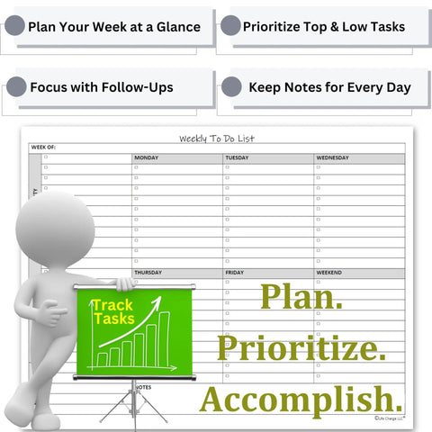 Weekly To Do List Planner Notepad For Stay On Top Pros And Busy Bees, 60 Page Task Pad With Top Priority, Low Priority, Follow Up Checkboxes.