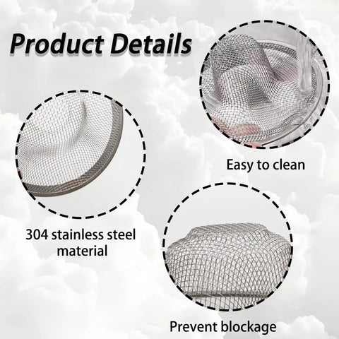 Tough Stainless Steel Sink Strainers 10 Pack Fine Mesh Hair Catcher shows 304 stainless steel material with smooth design.