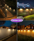 Solar Fence Lights 8 Pack IP65 Waterproof Outdoor RGB Color Lights With 10 Colors And 5 Modes, illuminating stairs and fences