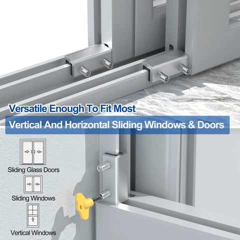 8 Sets Sliding Window Locks With Aluminum Security Door Window Stoppers For Horizontal And Vertical Windows And Doors Adjustable Child Proof Locks For Home Safety Durable Aluminum Alloy Built To Last installed on window frame
