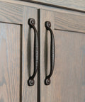 Solid Core Cabinet Pulls Set of 10 in Rustic Iron, Heavy Duty Kitchen and Furniture Hardware, 3 Inch Center to Center on wood cabinets