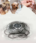 Detachable drain hair catcher and shower strainer in bathtub with trapped hair visible, stainless steel design.
