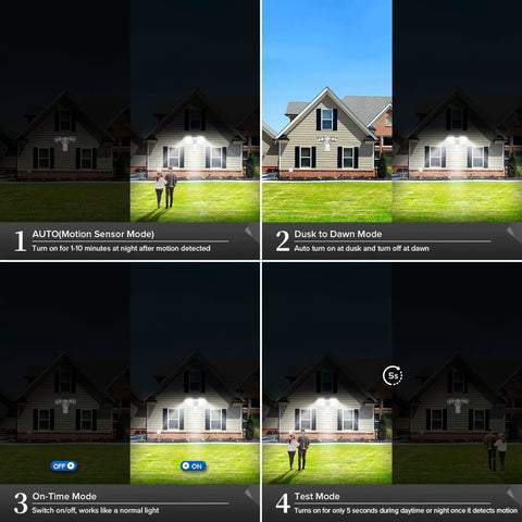 Motion Sensor Outdoor Flood Lights 28W 3500 Lumens Hardwired Security Light With Four Modes IP65 Waterproof for house exterior