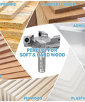Heavy Duty Half Inch Shank Two And A Half Inch Cutting Diameter CNC Spoilboard Surfacing Router Bit with wood, acrylic, and plastic