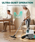 No Sweat 24V Cordless Wet Dry Shop Vacuum With Smart Battery Indicator in use for dust cleaning on hardwood floor.